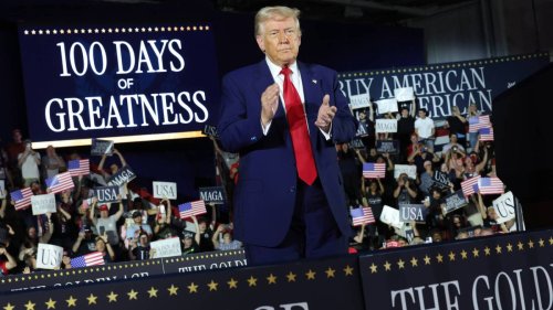 Trump Attacks Judges at 100 Days Rally, Plays Video of Men He Sent to El Salvador