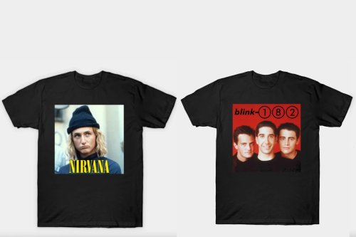 From 'Spicoli Cobain' to the Cast of 'Friends' as Blink 182, These Shirts Reimagine Band Tees With Pop Culture Characters
