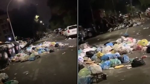 Emergenza rifiuti a Roma, a Villa Gordiani incappucciati riversano spazzattura in strada