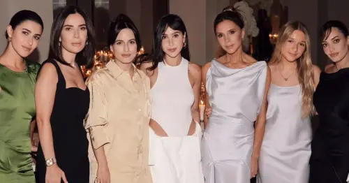 Victoria Beckham's daughter Harper is her mini-me in matching silver gown