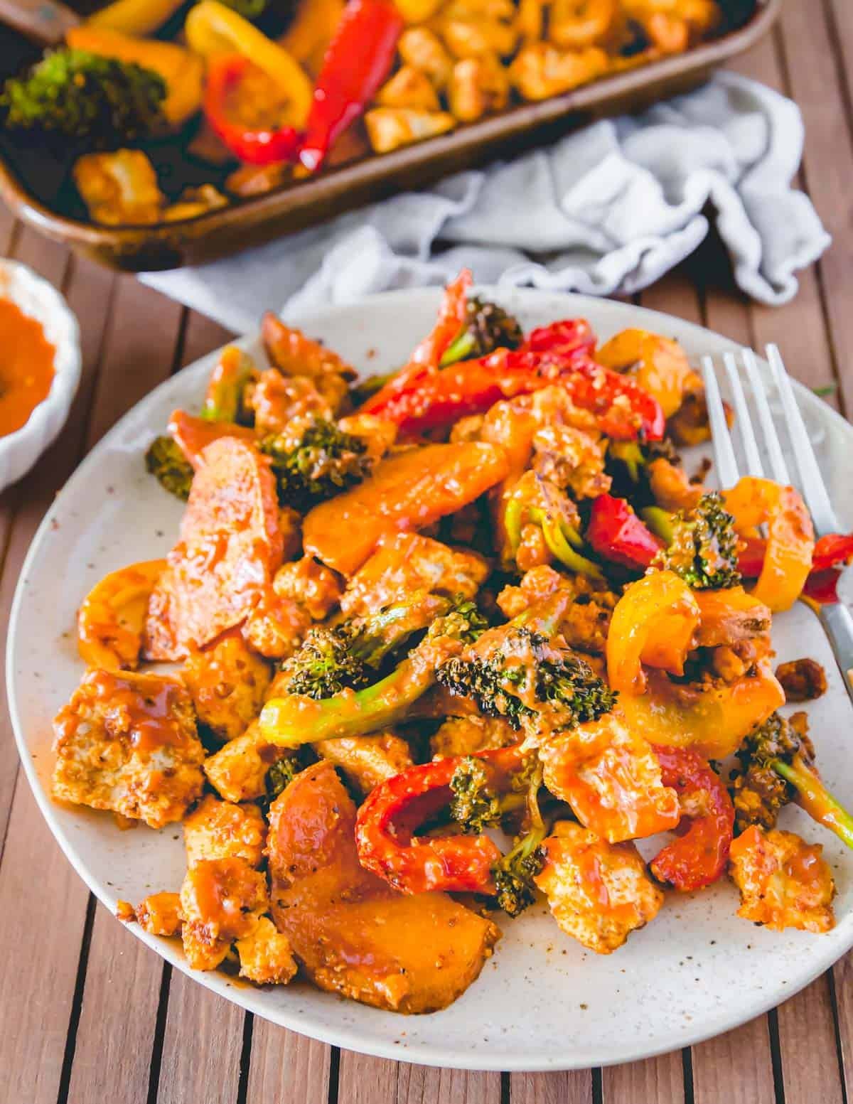 Sheet Pan BBQ Tofu - A Complete Dinner On One Pan!