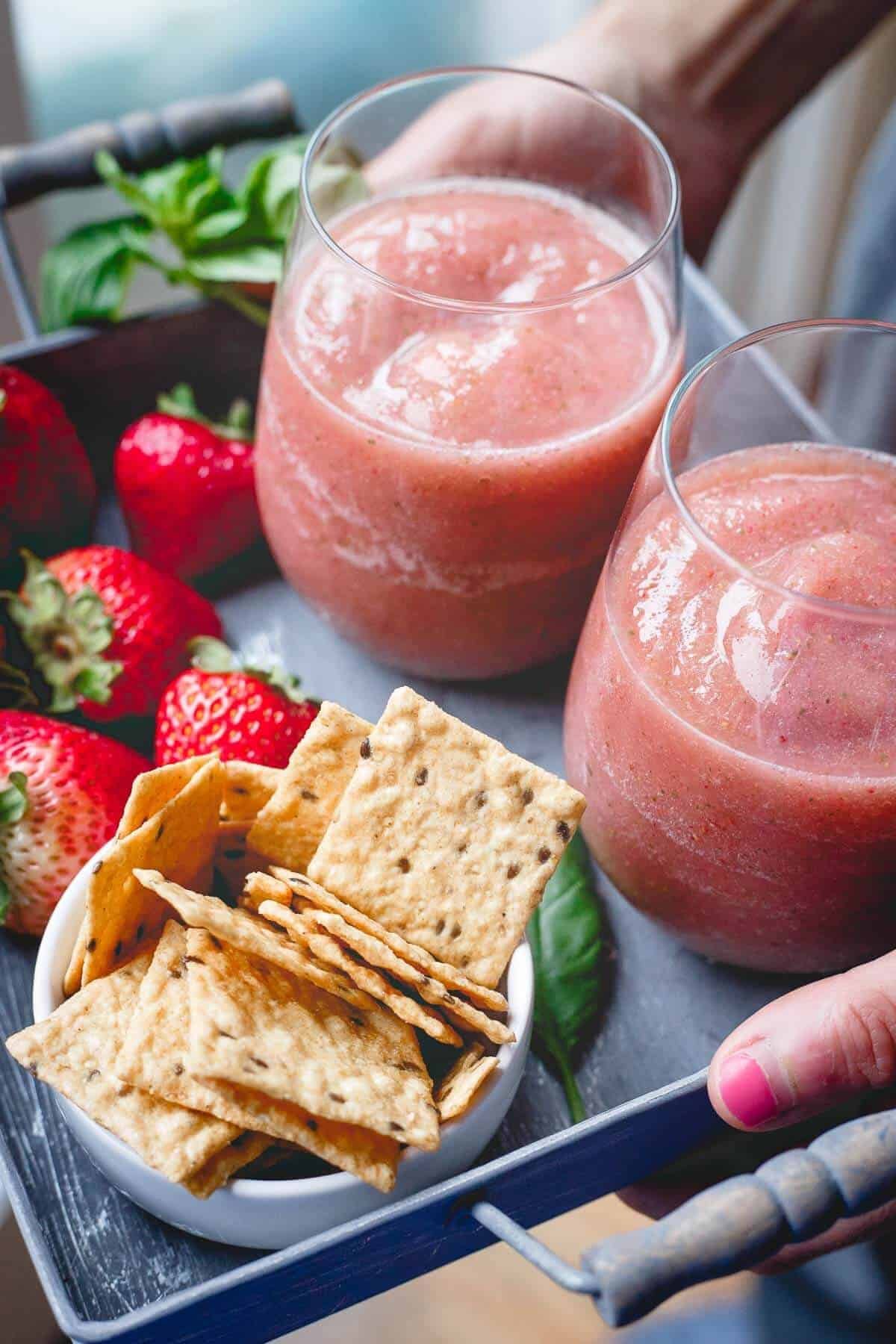 Cider Slushies - Cider Slushies with Strawberries and Basil