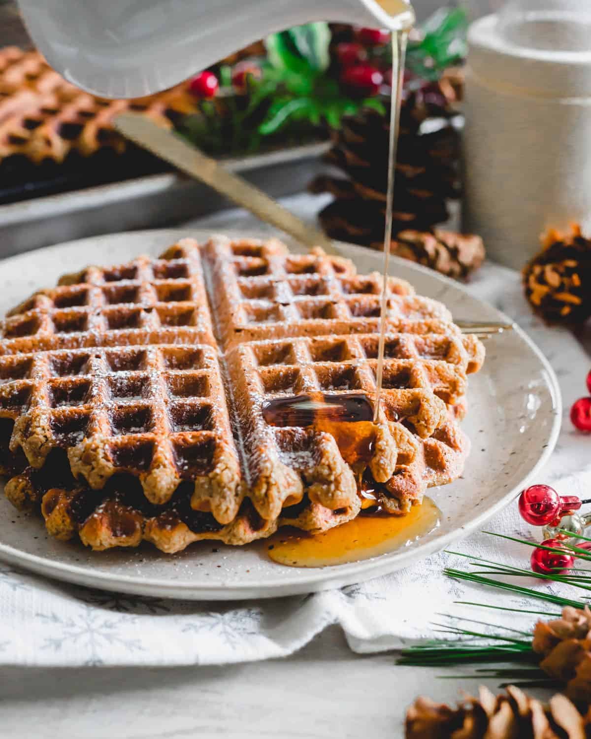Gingerbread Waffles (GF/Vegan) - Running to the Kitchen®