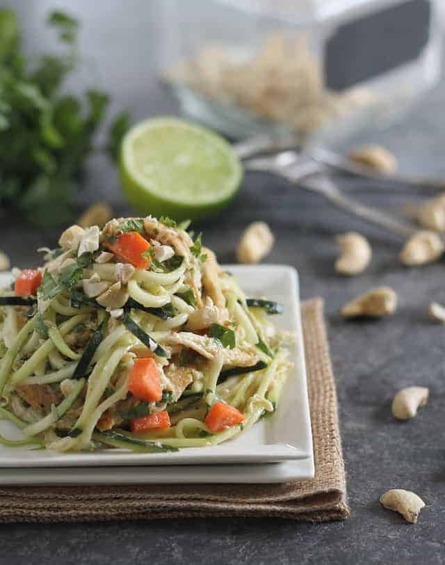 Thai Chicken Zucchini Noodles - Zucchini Noodles with Thai Peanut Sauce