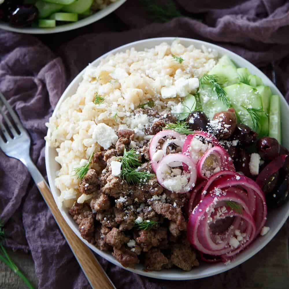 Greek Brown Rice Bowl - Greek Gyro Flavor in a Rice Bowl