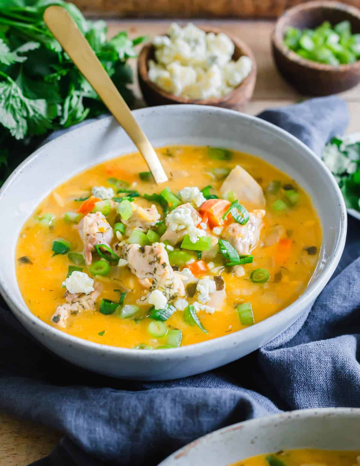 Buffalo Chicken Soup - Buffalo Soup with Chicken and Orzo