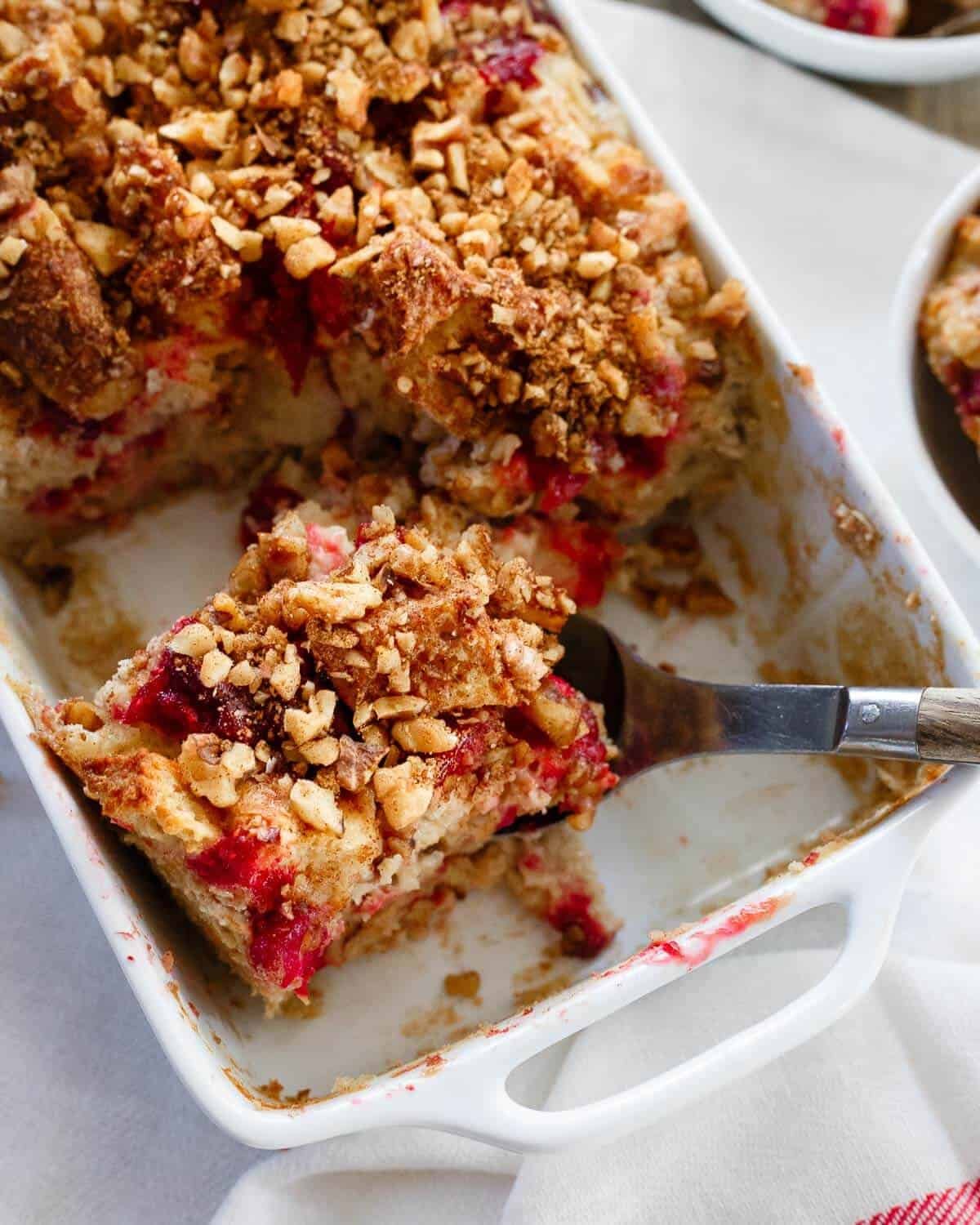 English Muffin Casserole - with Cranberries and Mascarpone
