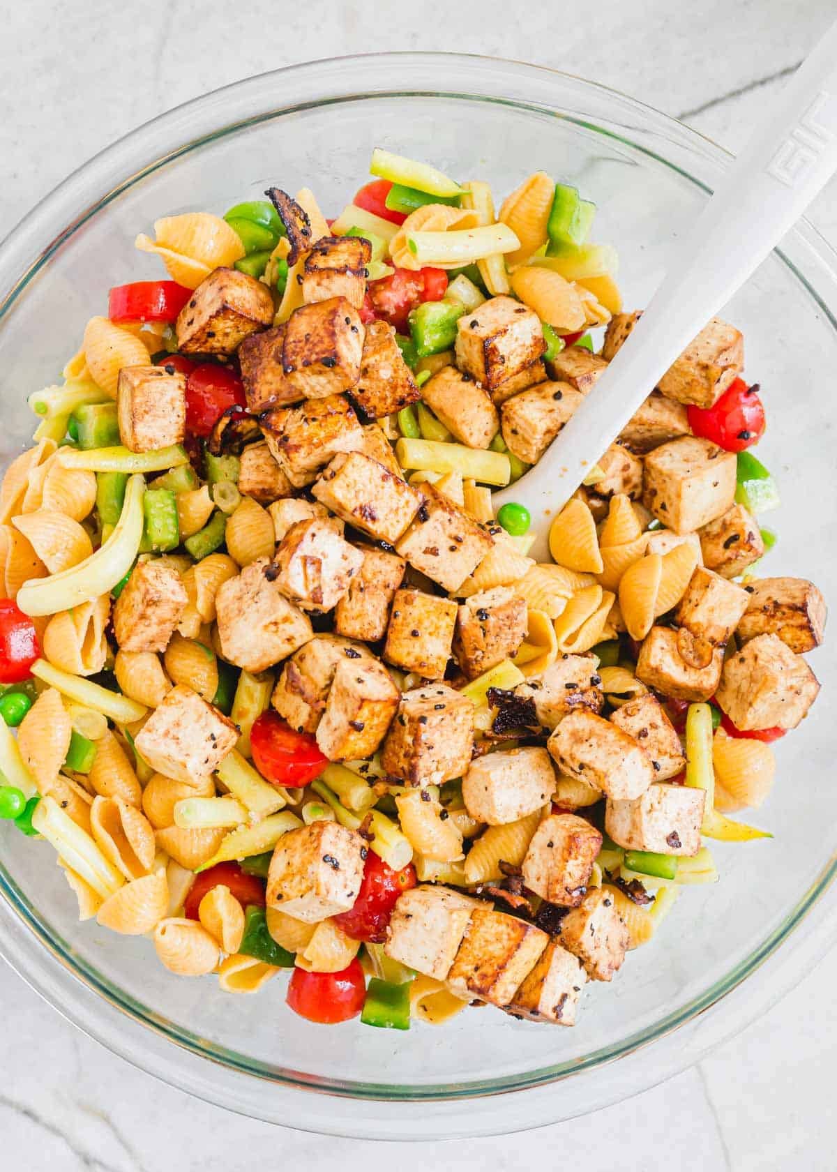 Tofu Pasta Salad - Running to the Kitchen®