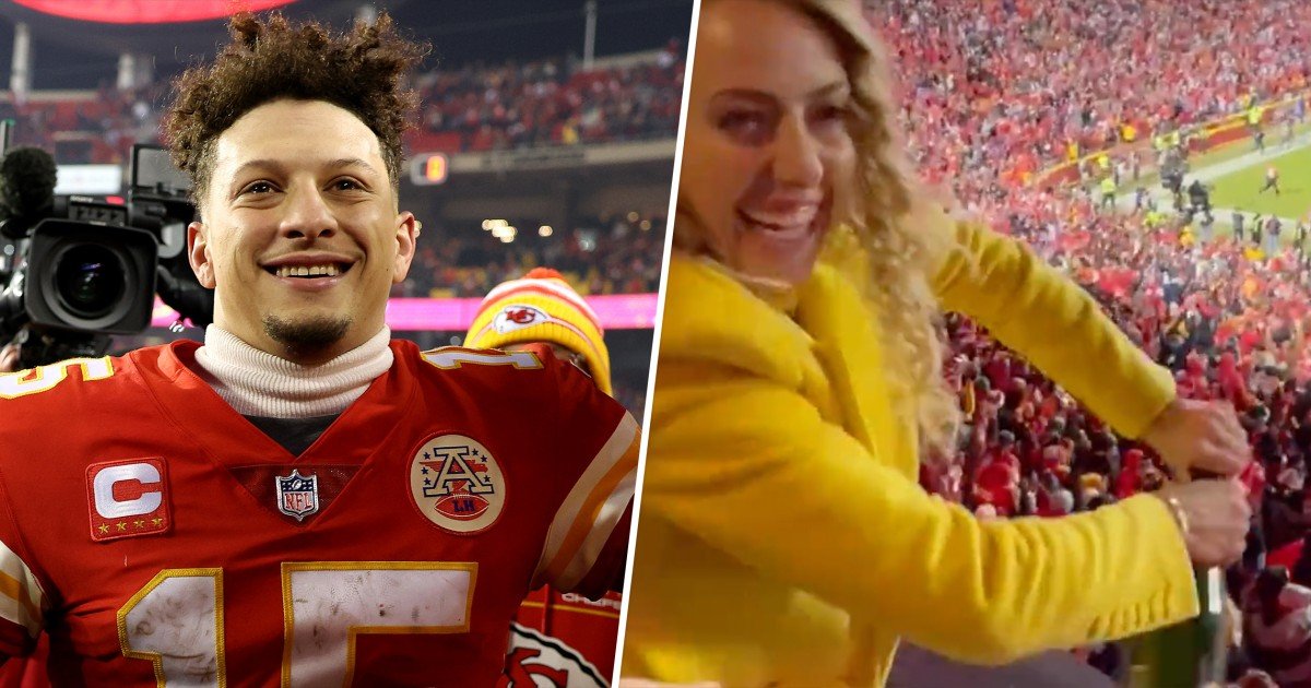 Patrick Mahomes' fiancée responds to criticism for spraying champagne on fans after Chiefs win