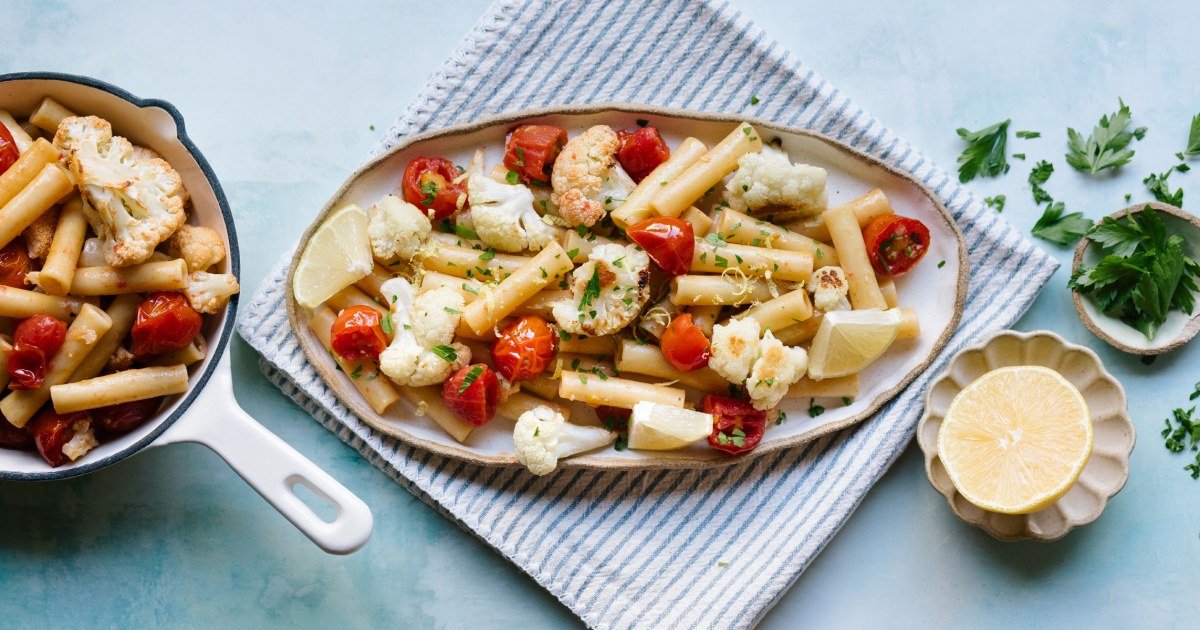 Ziti with Crispy Cauliflower, Cherry Tomatoes and Lemon