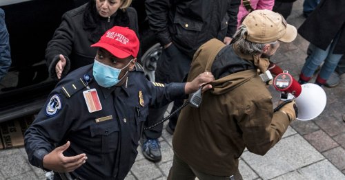 A cop in a MAGA hat and an Oath Keeper: Inside one of Jan. 6's strangest moments