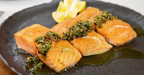 Roasted Salmon with Tableside Tadka