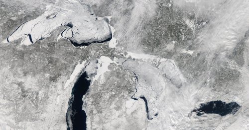 Seen From Space: Ice Covers 80 Percent of Great Lakes