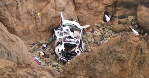 Two children and two adults survive after Tesla plunges 250 feet off California cliff