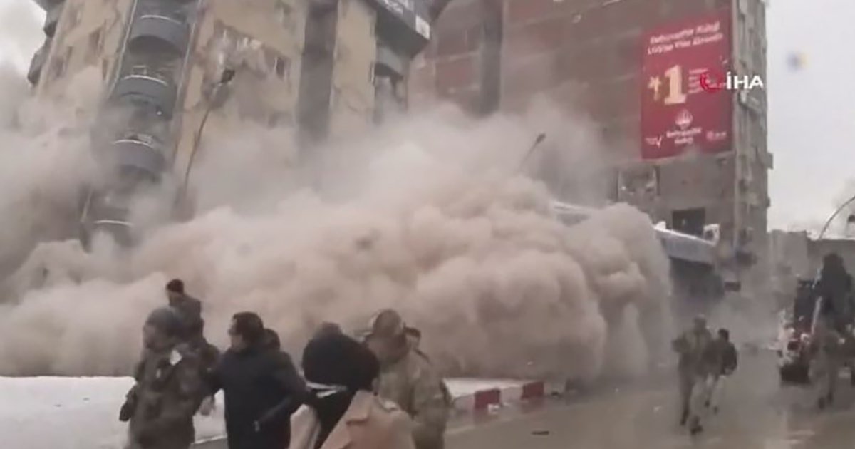 Video shows building collapse in Turkey after 7.8 magnitude earthquake