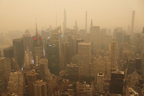 Photos show New York haze caused by Canadian wildfire smoke