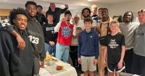 A family invited their NBA son to dinner. The whole team showed up