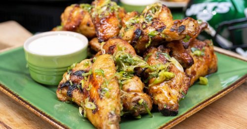 Charred Chicken Wings with Chermoula and White Sauce