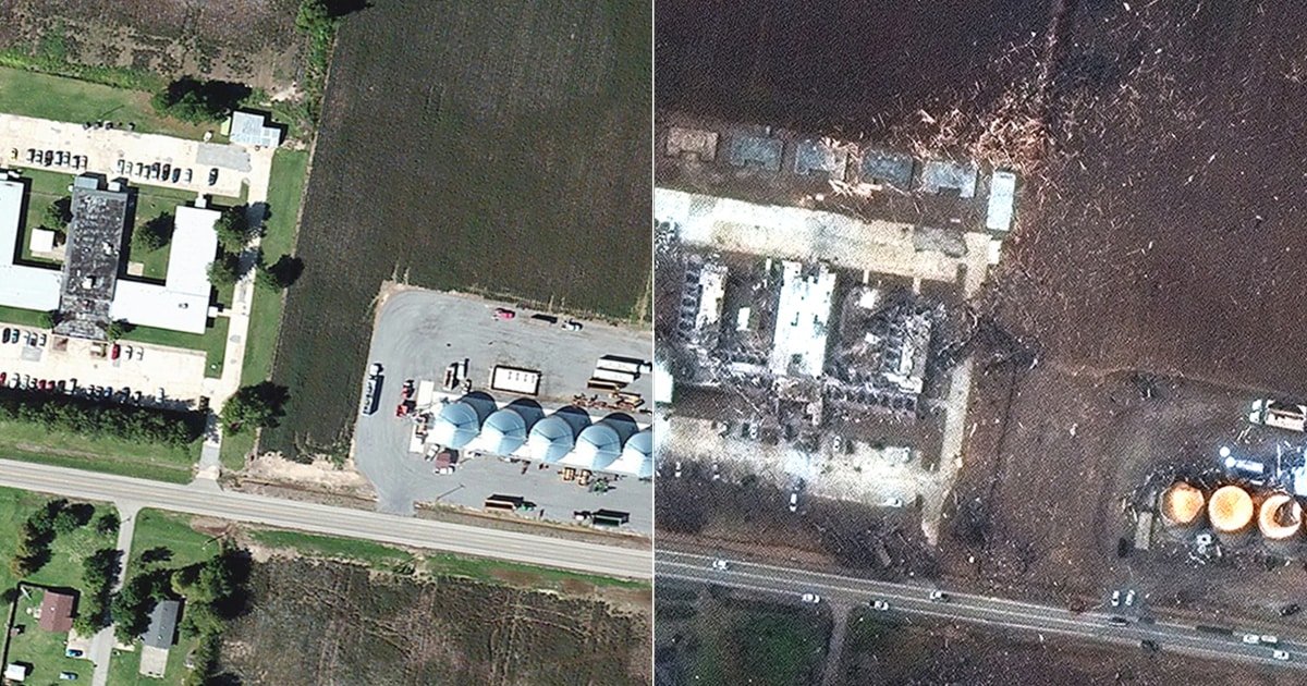 Before and after photos show scale of tornado destruction in Kentucky, Illinois and Arkansas