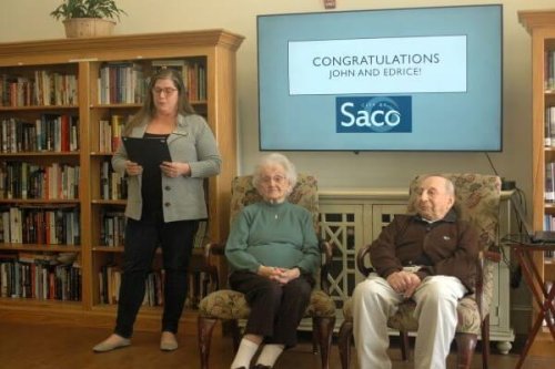 Two of Saco's eldest residents receive canes
