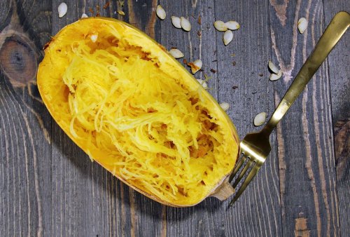 Spaghetti squash carbonara is a seasonal take on an Italian favorite