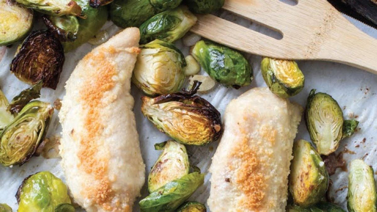 You can bake this entire parmesan garlic chicken dinner on just one sheet pan