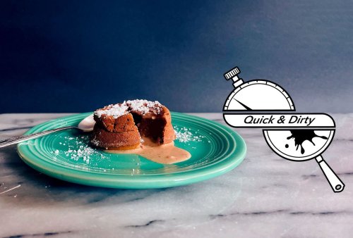 These 4-ingredient dulce de leche lava cakes bake in under 15 minutes