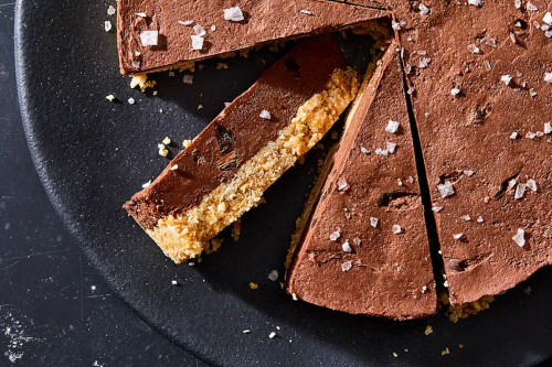 A fudgy cheesecake with a two-ingredient filling and two-ingredient crust