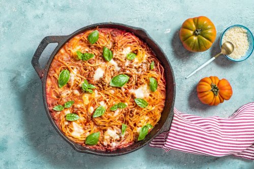 Two classic Italian favorites meet in this satisfying, cheesy Pizza Pasta casserole