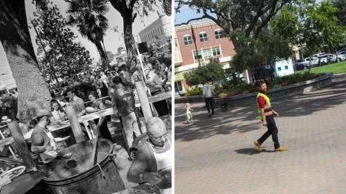 See how Paso Robles’ Downtown City Park looked during the bean feed in 1970 vs. today