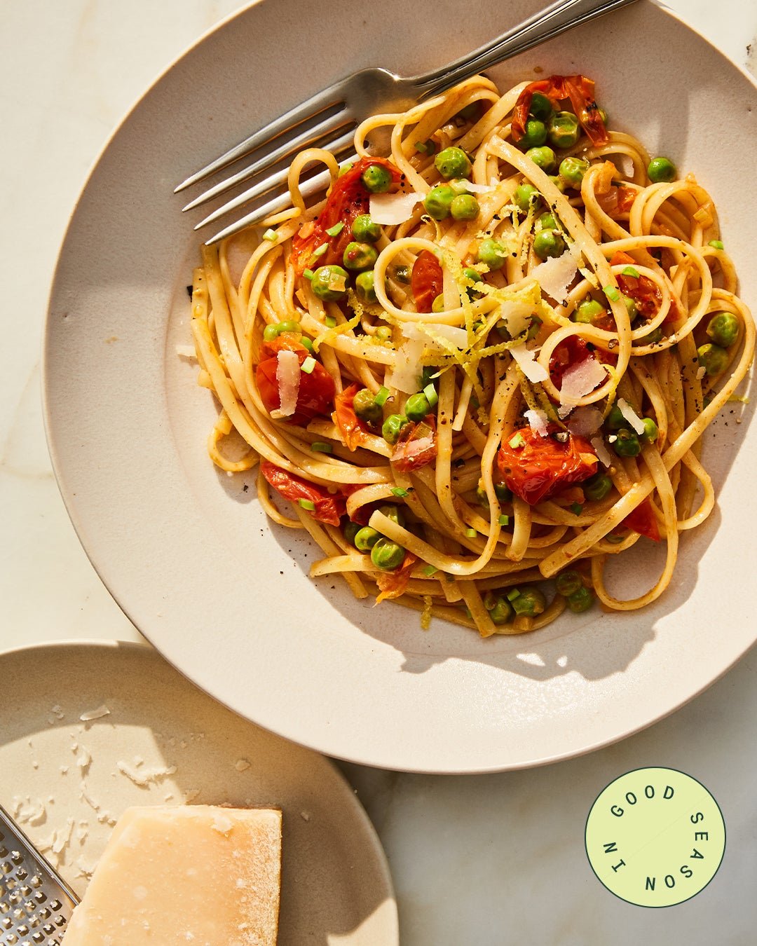Linguine with Fresh Peas and Cherry Tomatoes