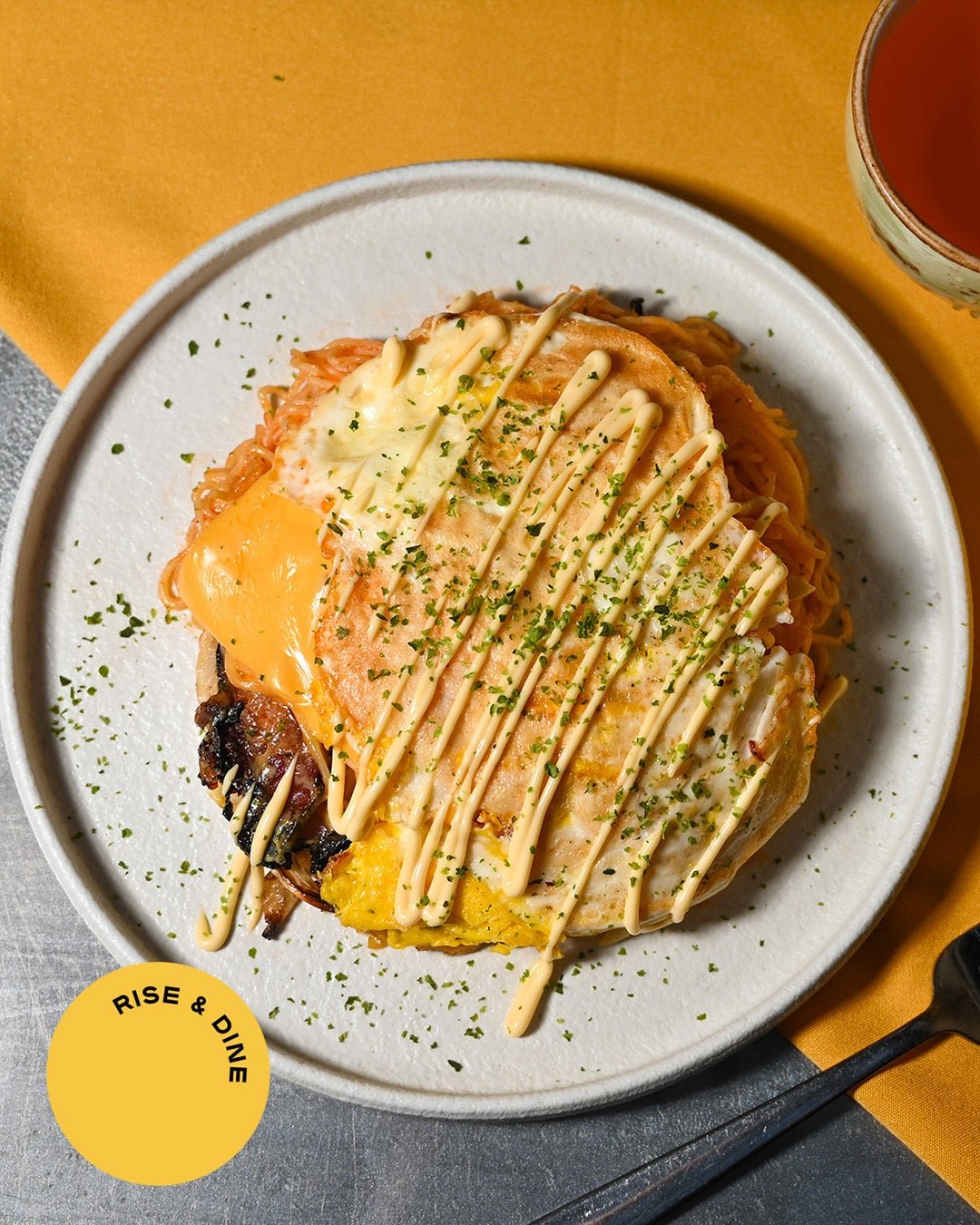 Bacon, Egg, and Cheese Okonomiyaki