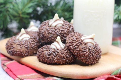 Chocolate Sprinkle Kiss Cookies