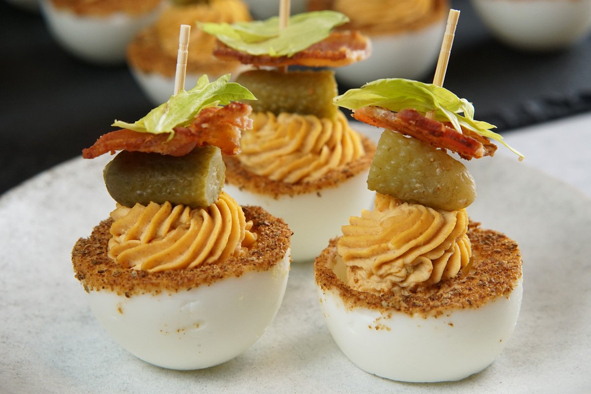 Zesty Bloody Mary Deviled Eggs