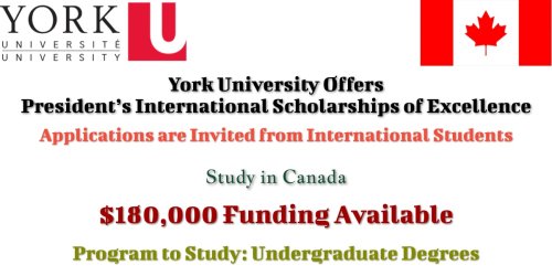 York University’s President’s International Scholarship (Funded)