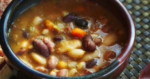 Though it starts with a mix, this ham and bean soup gets homemade touch