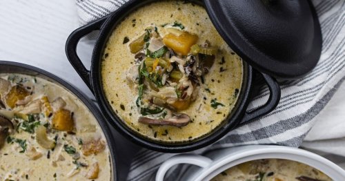 This vegetarian wild rice soup nourishes and wards off the chill on these rainy fall Seattle days