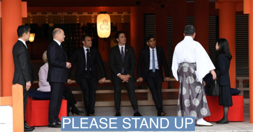 G-7 leaders called out for sitting on a guardrail at Japanese shrine