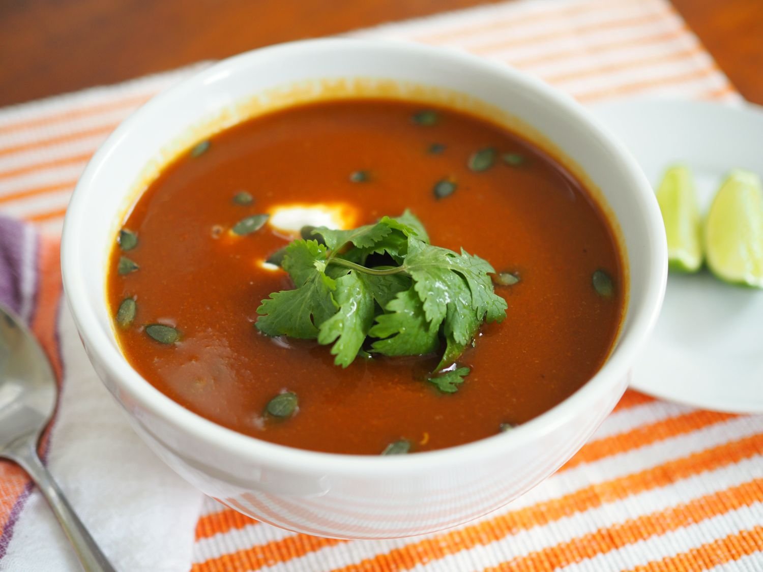 Mexican Butternut Squash Soup With Ancho Chile, Crema, and Pepitas Recipe