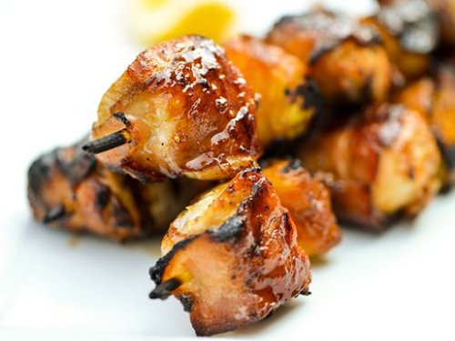 Bacon-Wrapped Chicken Skewers With Pineapple and Teriyaki Sauce Recipe