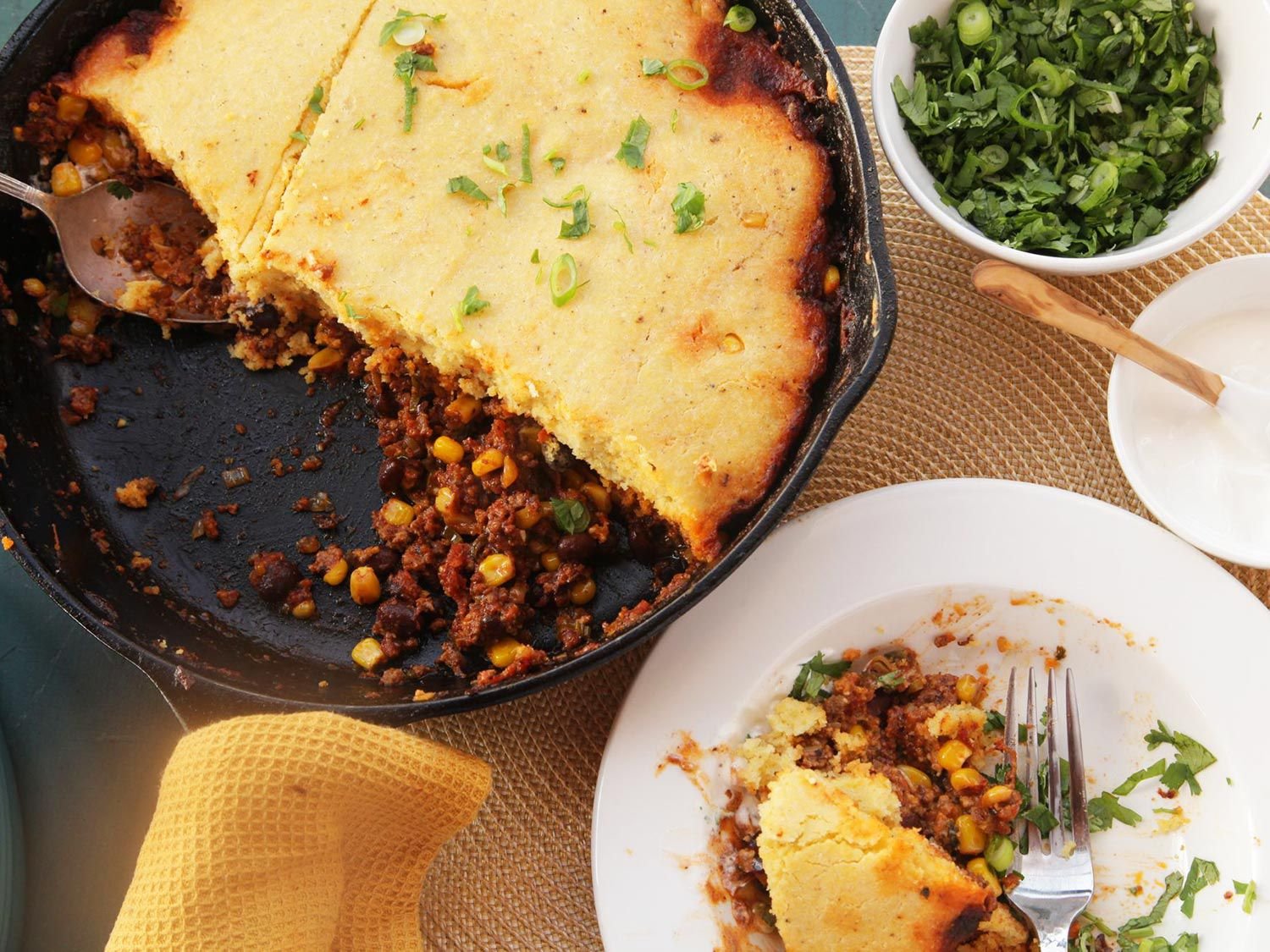Quick and Easy Skillet Tamale Pie With Brown Butter Cornbread Crust Recipe