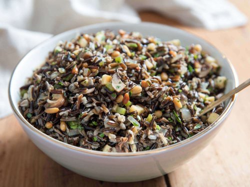 Wild Rice Salad With Mushrooms, Celery Root, and Pine Nuts Recipe