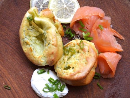 Dill Yorkshire Puddings With Smoked Salmon and Horseradish Cream Recipe