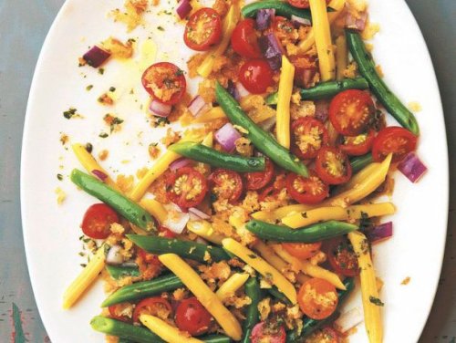Cherry Tomato, Green Bean, and Wax Bean Salad with Herbed Bread Crumbs from 'Kitchen Garden Cookbook'