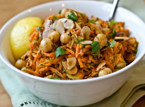 Carrot and Chickpea Salad With Fried Almonds Recipe
