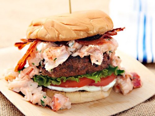 Surf N' Turf Burger (Grilled Burger With Lobster and Bacon) Recipe