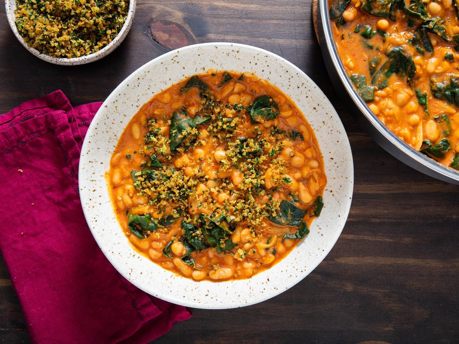 Creamy White Beans With 'Nduja, Kale, and Gremolata Breadcrumbs