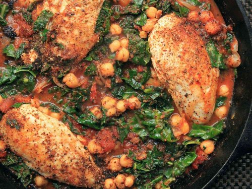 Chicken in Tomato Sauce With Chickpeas and Kale Recipe