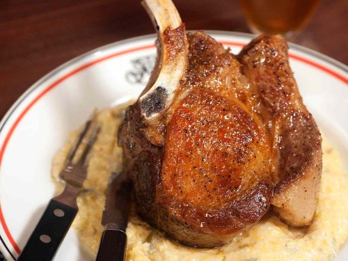 The Inevitable Pork Chop With Cheddar Grits From 'The Meat Hook Meat Book'