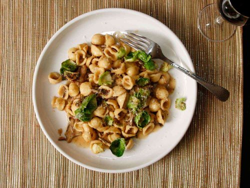 Pasta With Mushrooms, Brussels Sprouts, and Parmesan Recipe